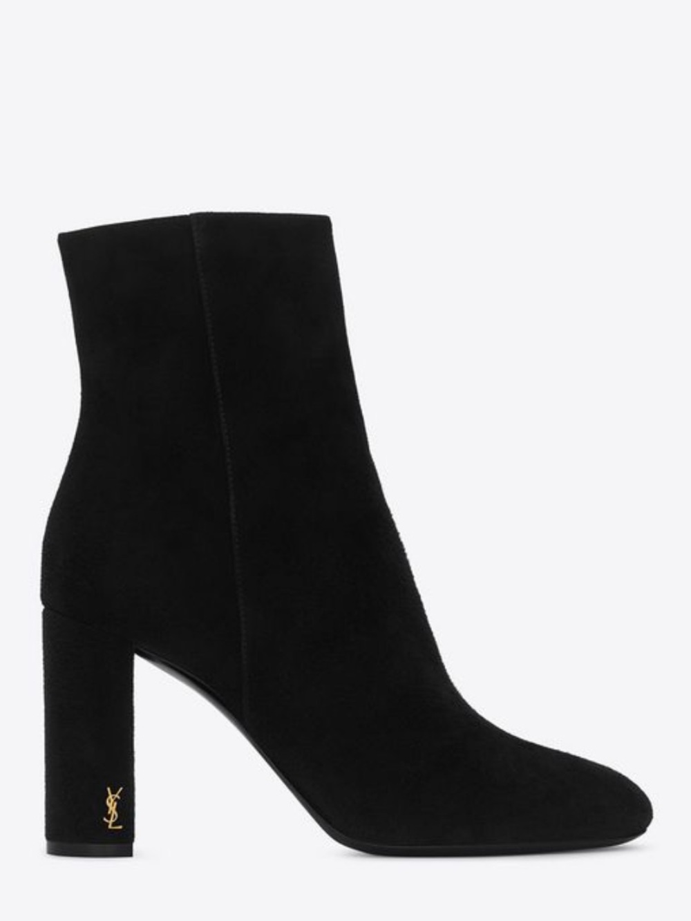 Saint Laurent Black Suede Block Heel Ankle Boots